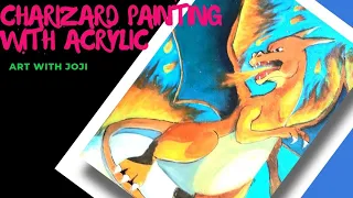 charizard pokemon painting with acrylic | easy cartoon painting | step by step