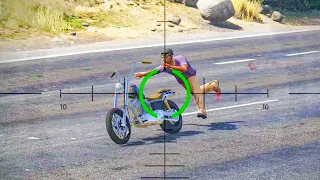 GTA V - Shooting Highway Bikers in Slow Motion Episode 02 (Euphoria physics)