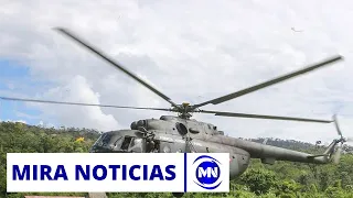 Helicóptero destruye maquinaría de minería ilegal ecuatoriana que operaba en Perú