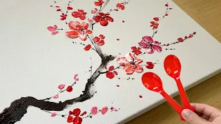 Painting Plum Blossoms with a Spoon / Acrylic Painting