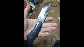 Knife Making- Grinding a full tang bowie knife -part 3- post heat treat grind