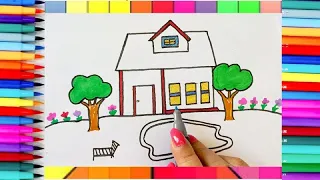 How to Draw cut and easy Hose 🕍 Easy Drawing ,Painting and Coloring for kids🎨🌈🏭