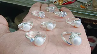 चांदी में मोती रिंग के अलग-अलग डिज़ाइन कीमत के साथ/Silver Moti ring design/Silver stone ring design