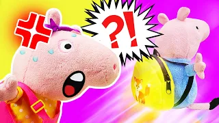 La famille de Peppa Pig. George décide de quitter la maison! Vidéo en français pour enfant