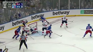 Sergei Bobrovsky makes multiply saves on Rangers's chance late in a third in game 1 (22 may 2024)