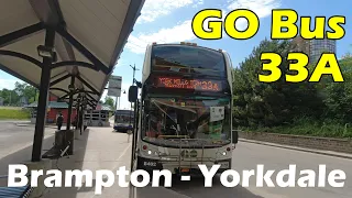 4K GO Bus 33A Ride From Brampton Bus Terminal To Yorkdale Bus Terminal (Duration 55min)