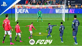 EA SPORTS FC 24 ! MANCHESTER UNITED V PSG ! RONALDO VS MESSI ! UCL FINAL ! PENALTY SHOOTOUT PS5