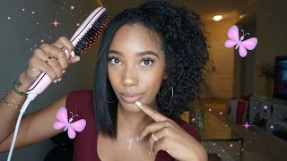 Does it work?! || Hair Straightener Brush on Natural Hair