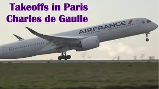 TAKEOFFS in Paris CDG - Airbus A380, A350, A330, Boeing 787, 777 - plane spotting