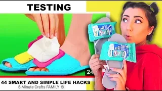 Testing 44 SMART AND SIMPLE LIFE HACKS by 5-Minute Crafts FAMILY