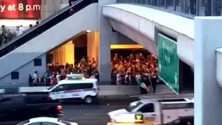 Conor McGregor fans leaving the MGM in Las Vegas after the weigh in 11/12/15