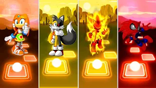 Sonic Boom 🆚 Tails Exe 🆚 Super Shadow Sonic 🆚 Spider Sonic | Tiles Hop Sonic Team |