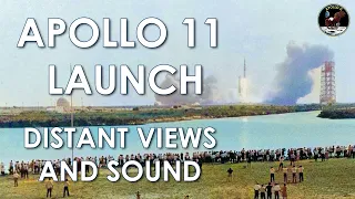 Apollo 11 Launch - Distant Views & Sound, Crowd Reaction - Saturn V tracking camera, Remastered