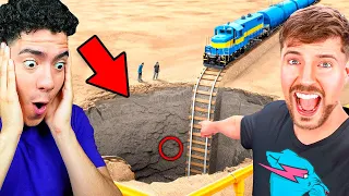 ESTE YOUTUBER LANZO UN TREN REAL A UNA FOSA GIGANTE !! TheDonato Reaccionando a MrBeast