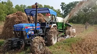 tractor vlog .. tractor with thresher .. Powertrac euro 45 plus with Annapurna paddy thresher ...