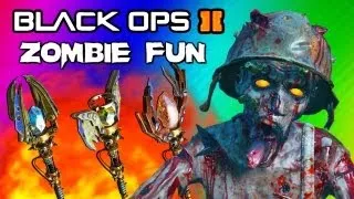 Black Ops 2 Origins Zombies Funny Moments 2 - Staffs Upgraded FUN! (Ice, Fire, Lightning, Wind)