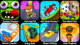 Zombie Tsunami, Running Pet, Hill Climb Racing, Tom Blast Park, Going Balls, Shape Shifting...