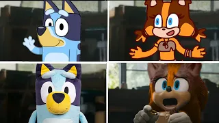 Sonic The Hedgehog Movie BLUEY VS STICKS SONIC BOOM Uh Meow All Designs Compilation