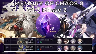Memory of Chaos 8 (MOC 8) v1.3 Phase 2 |  E0 Jing Yuan & E6 Asta - Honkai Star Rail