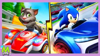 Говорящий Том Гонки на Машинах vs Sonic Racing.Кто Самый Крутой Автогонщик.Том против Соника