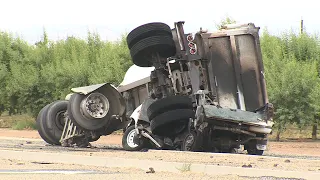 Driver killed in fiery crash involving big rig in Fresno County