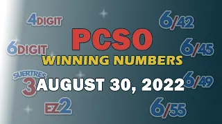 P49M Jackpot Ultra Lotto 6/58, EZ2, Suertres, 6Digit, Superlotto 6/49, Lotto 6/42 | August 30, 2022