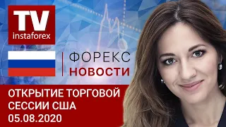 05.08.2020: Падение доллара США окончательно распугает покупателей (USDХ, DJIA, WTI, USD/CAD)