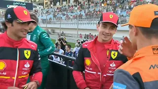 Lando Norris, Charles Leclerc and Carlos Sainz in the Driver's Parade at the Bahrain Grand Prix
