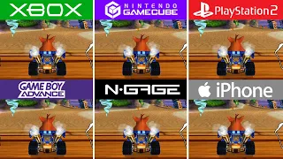Crash Nitro Kart (2003) iOS vs N-Gage vs GBA vs PS2 vs GameCube vs Xbox (Which One is Better!)