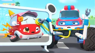 Let's Call the Ambulance | Five Little Cars | Monster Truck | Car Cartoon | Kids Songs | BabyBus