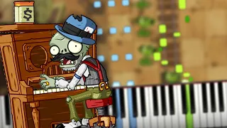 Plants vs Zombies 2 (PvZ 2) - Pianist Zombie Theme Song Piano Cover (Sheet Music + midi) Tutorial