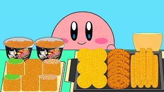 Kirby Animation - Spicy Hot Noodles With Cheese Ball Cheese Stick Mukbang Complete Edition