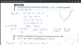 Higher Maths Polynomials and Quadratics Lesson 5A Intersection of Lines and Curves Ex 7J