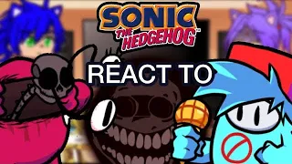 Sonic Characters react to FNF Vs Doors ( Screech and Rush ) & Fall GUYS - Ultimate Knockout