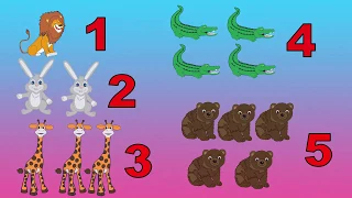Учим цифры. Счет от 1 до 5. Дикие животные. Математика для дошкольников.