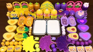 YELLOW vs PURPLE! Mixing Random into GLOSSY Slime ! Satisfying Slime Video #1131