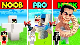 Construimos SKIBIDI TOILET NOOB vs PRO vs HACK en Minecraft