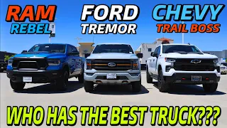 2023 Chevy Trail Boss V Ford Tremor V RAM Rebel Shootout: Who Has The Best Off-roader For The Money?