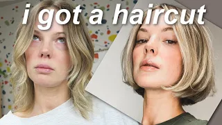 I GOT A 90s BOB - my new short hair, my favorite no foundation makeup, and a dinner party *VLOG*