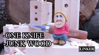 Carving Junk Wood with Just a Knife - Mora 120