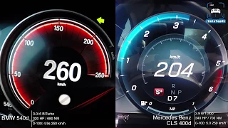 Mercedes Benz CLS 400d vs  BMW 540d ACCELERATION & TOP SPEED 0 250km h