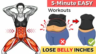 5 Minute STANDING Workout ✔ LOSE 2 INCHES IN 1 WEEK | Weight Loss Exercises To a Get Flat Tummy