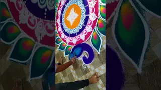 Peacock sanskar bharti rangoli design💞Big Rangoli