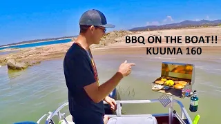 Kuuma 160 BBQ Burgers Corn Boat Grill Lake Cooking - Pontoon Life