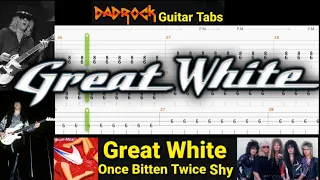 Once Bitten Twice Shy - Great White - Guitar + Bass TABS Lesson (Rewind)