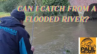 Barbel fishing on a flooded river.