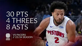 Cade Cunningham 30 pts 4 threes 8 asts vs Pacers 23/24 season