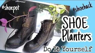 DIY Boot/Shoe Planter | A Great Way to Recycle Old Shoes | JezreelMU Vlog #shoehacks #shoeplanters