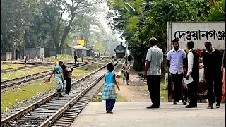 Tista Express Train is Entering Dewanganj Bazar Station- Bangladesh Railway