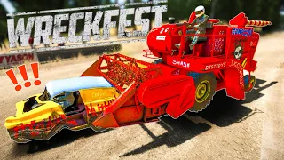 БЕЗУМНОЕ ДЕРБИ НА КОЛХОЗНЫХ ВЕДРАХ! - КОМБАЙН vs ГАЗОНОКОСИЛКА - (WRECKFEST Смешные моменты)